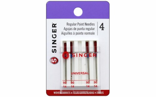 SINGER Universal Regular Point Sewing Machine Needles, Size 90/14 - 4 Count  