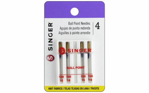 Singer Universal Ball Point Machine Needles-Size 16/100 4/Pkg Perspective: front