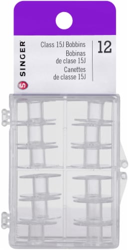 SINGER Transparent Plastic Class 15 Bobbins-12/Pkg Perspective: front