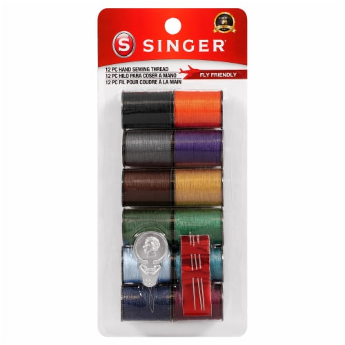 SINGER Polyester Hand Sewing Thread Spools - Assorted Dark Colors Perspective: front