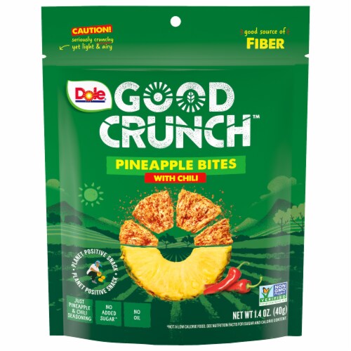 Dole® Good Crunch™ Pineapple Bites with Chili Dried Fruit Snack Perspective: front