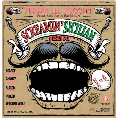 Screamin' Sicilian Three Lil' Piggies Pizza Perspective: front
