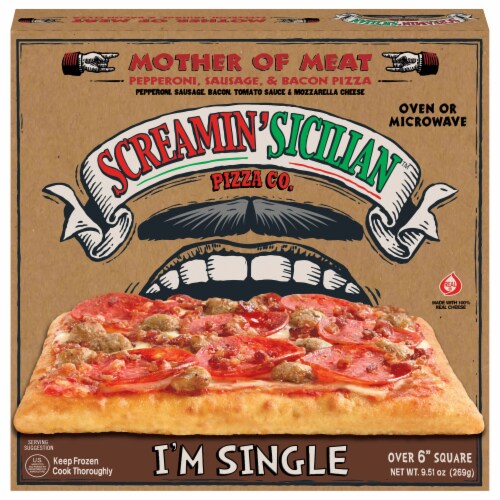Screamin' Sicilian Three Meat Single Serve Frozen Pizza Perspective: front