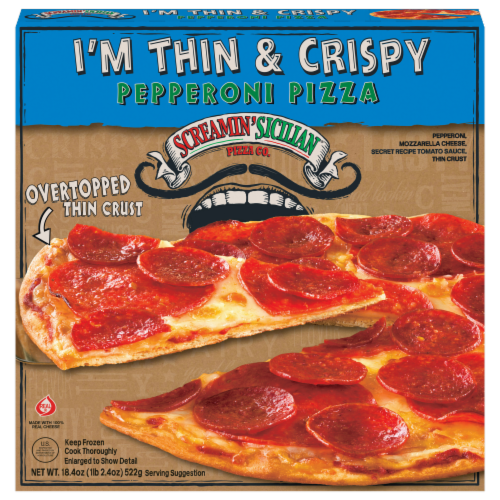 Screamin' Sicilian I'm Thin & Crispy Pepperoni Frozen Pizza Perspective: front