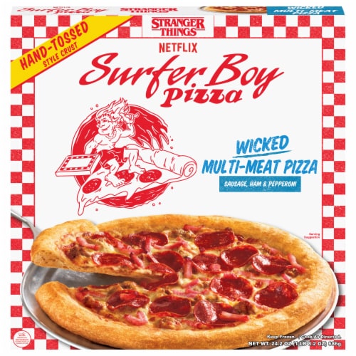 Surfer Boy Pizza Frozen Wicked Multi-meat Hand-Tossed Pizza Perspective: front