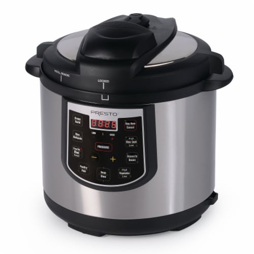 Presto 02141 6-Quart Electric Pressure Cooker, Black, Silver, Stainless  steel