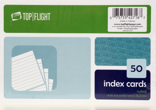 Top Flight Ruled Index Cards - 50 pk - White Perspective: front