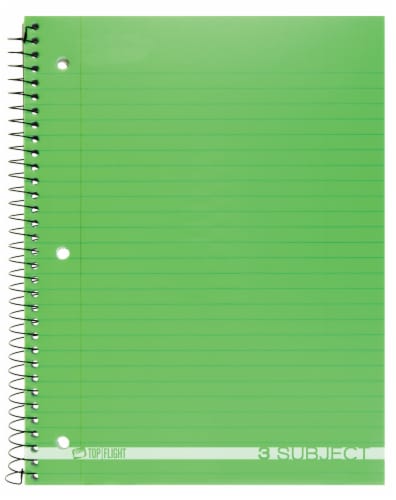 Top Flight Boss Wide Ruled 3-Subject Notebook Perspective: front