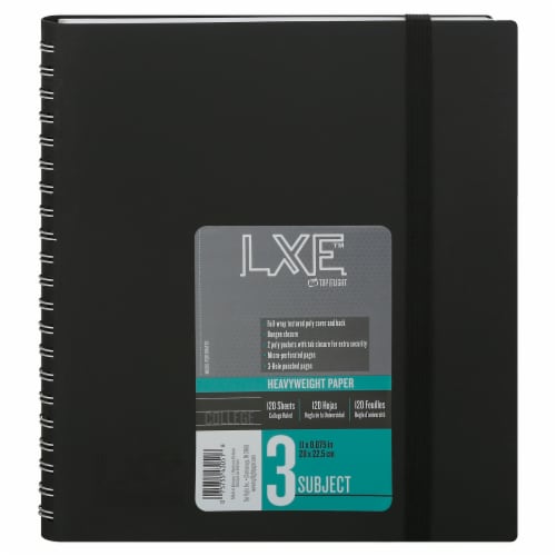 Top Flight LXE College Ruled 3-Subject Notebook - Assorted Perspective: front