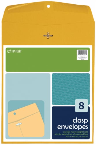 Top Flight Clasp Envelopes - 8 Pack, 10 x 13 in - Baker's