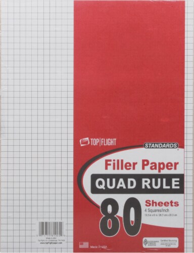 Top Flight Standards Quad Ruled Filler Paper - 8.5 x 11 Inch - 80 Sheet Perspective: front