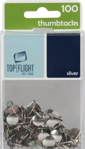 Top Flight Silver Thumb Tacks Perspective: front