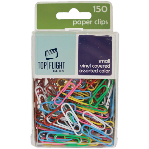 Top Flight Small Asst Colors Paper Clips Perspective: front