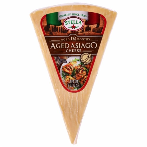 Stella® Aged Asiago Cheese Wedge Perspective: front