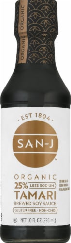 San-J Organic Reduced Sodium Tamari Soy Sauce Perspective: front