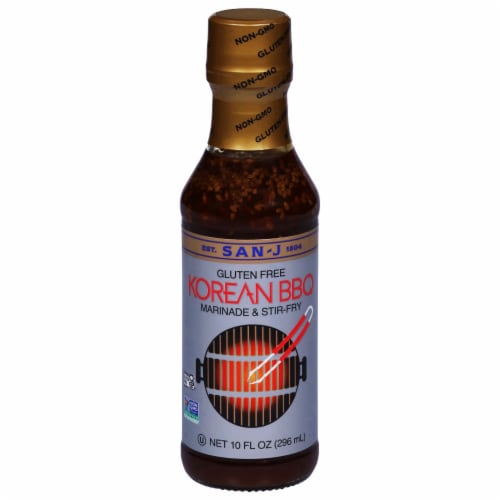 San-J Korean Gluten Free BBQ Marinade and Stir-Fry Sauce Perspective: front