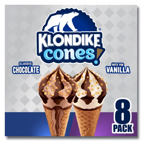 Klondike Nuts For Vanilla & Classic Chocolate Frozen Dairy Dessert Cone Perspective: front