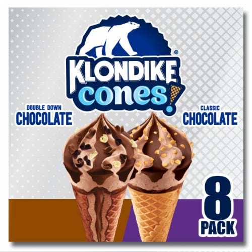 Klondike With No Artificial Growth Hormones Chocolate & Double Chocolate Ice Cream Cones Perspective: front