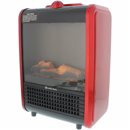 Comfort Zone® Mini Ceramic Tabletop Electric Fireplace Heater Perspective: front