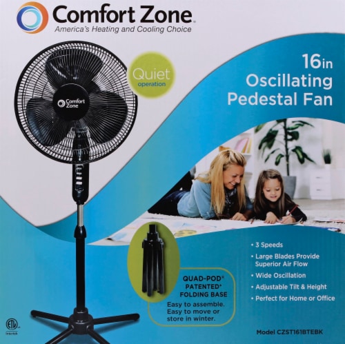 Comfort Zone Pedestal Fan Black 16 In Foods Co