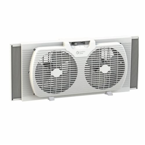 Comfort Zone Portable Twin Window Fan - White Perspective: front