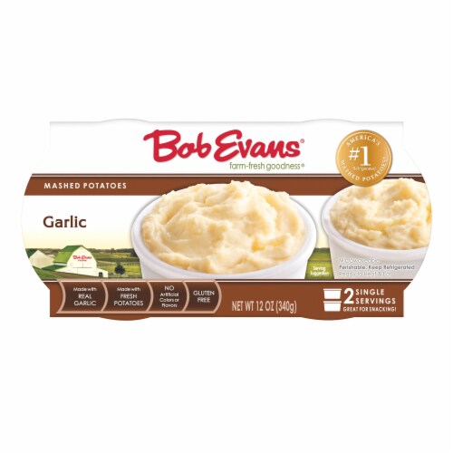 Bob Evans Garlic Mashed Potatoes Single Serve Perspective: front