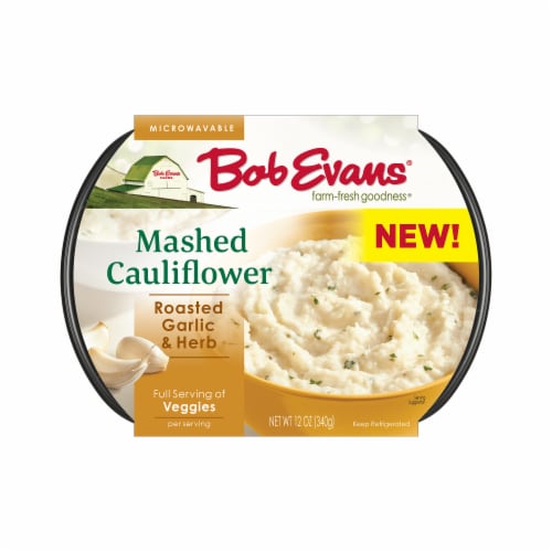 Bob Evans Roasted Garlic & Herb Mashed Cauliflower Perspective: front