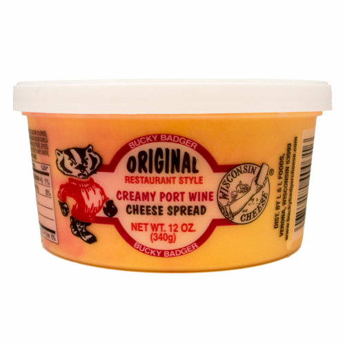 Bucky Badger Original Restaurant Style Creamy Port Wine Cheese Spread Perspective: front