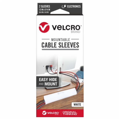 VELCRO® Brand Mountable Cable Sleeves - White Perspective: front