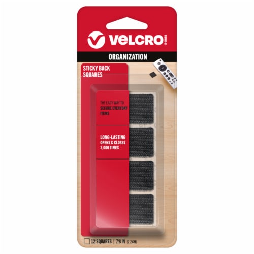 VELCRO® Brand Black Sticky Back Squares Perspective: front