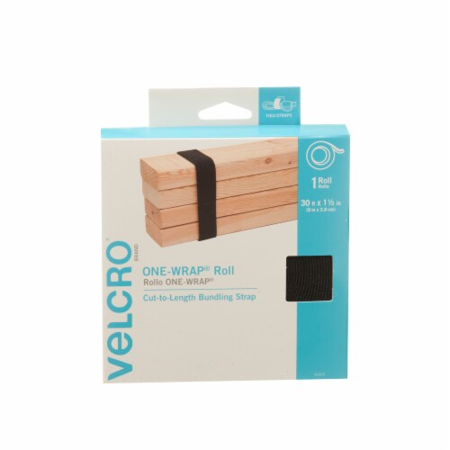 Velcro® One-Wrap Cut -to-Length Black Bundling Strap Roll Perspective: front