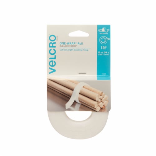 VELCRO® Brand One-Wrap Roll - White Perspective: front