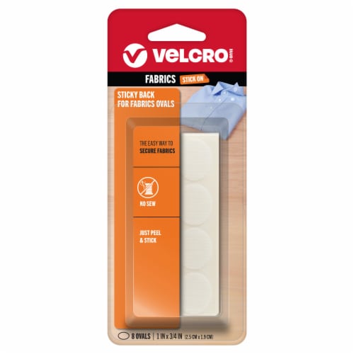 VELCRO® Brand Sticky Back for Fabrics Ovals - 8 Pack - White Perspective: front