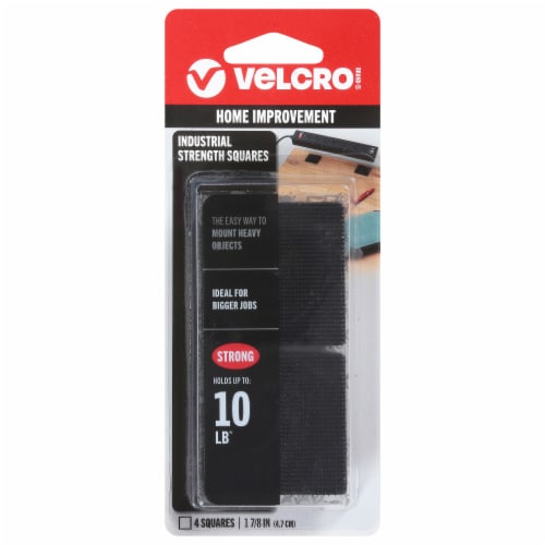 VELCRO® Brand Industrial Strength Stick On Squares - 4 Pack - Black Perspective: front