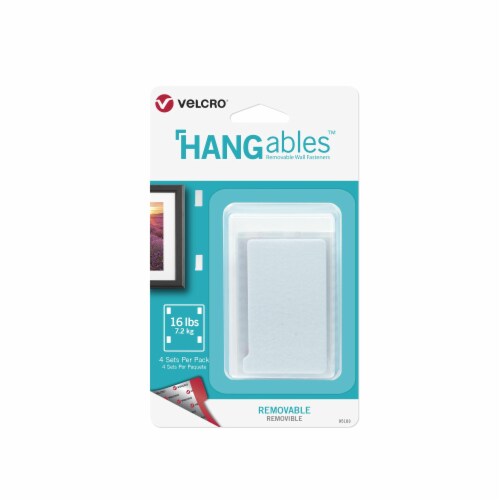 VELCRO® Brand HANGables Removable Wall Fasteners - 4 Pack  - White Perspective: front