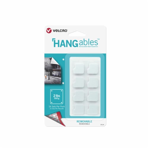 VELCRO® Brand HANGables Removable Square Wall Fasteners - 16 Pack  - White Perspective: front