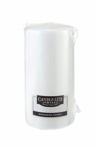Candle-lite 2.8 in x 6 in Unscented Pillar Candle - White Perspective: front