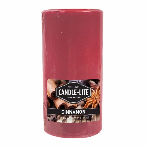 Candle-lite Cinnamon Pillar Candle - Red Perspective: front