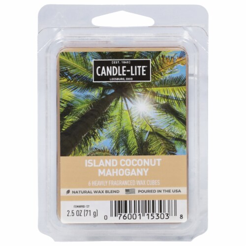 Candle-Lite Island Coconut Mahogany Scented Wax Cubes Perspective: front