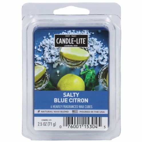Candle-lite® Highly Scented Wax Cubes Salty Blue Citron Perspective: front