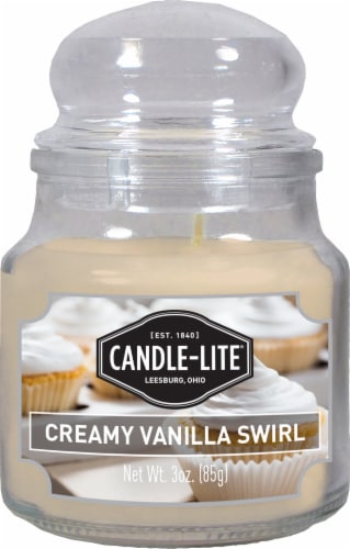 Candle-lite® Creamy Vanilla Swirl Jar Candle Perspective: front