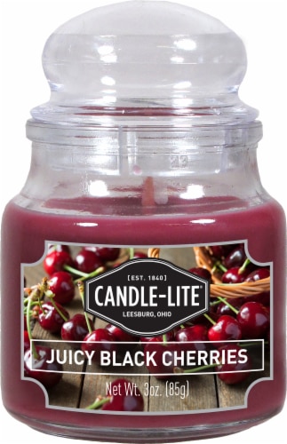 Candle-lite Juicy Black Cherries Jar Candle Perspective: front