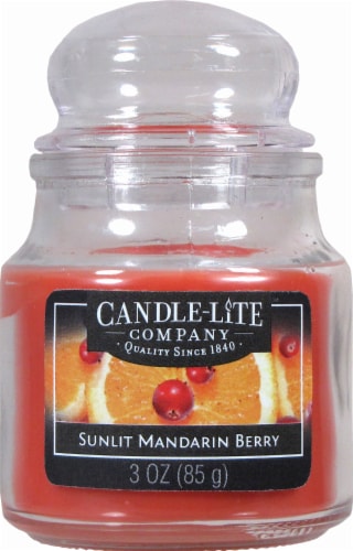 Candle-lite Limited Edition Sunlit Mandarin Berry Jar Candle - Orange Perspective: front