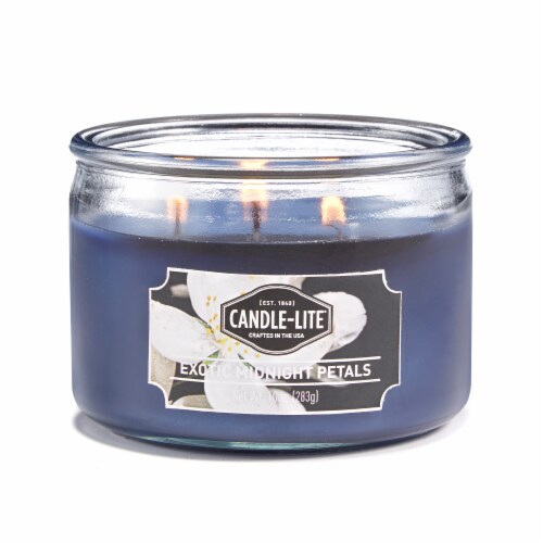 Candle-lite Everyday Essentials Exotic Midnight Petals 3-Wick Jar Candle - Blue Perspective: front