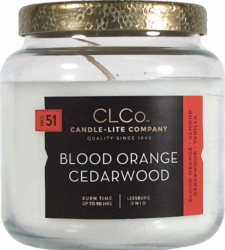Candle-Lite No. 51 Blood Orange Cedarwood Jar Candle - White Perspective: front