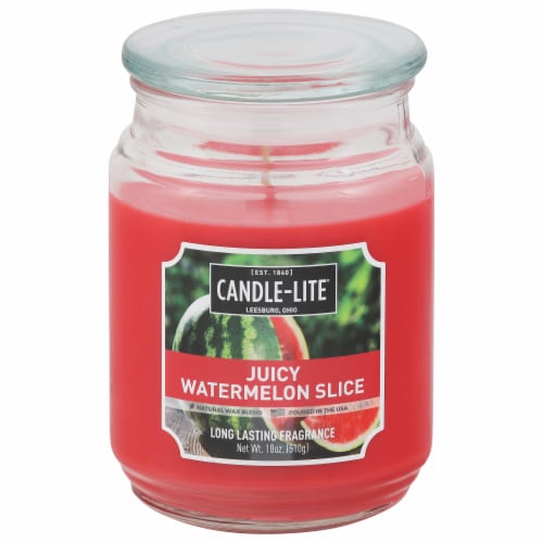Candle-Lite® Juicy Watermelon Slice Jar Candle Perspective: front