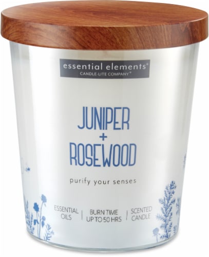 Candle-lite® Essential Elements® Juniper Rosewood Glass Jar Candle Perspective: front