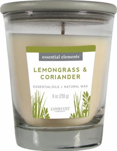 Candle-lite® Essential Elements® Lemongrass and Coriander Glass Jar Candle Perspective: front