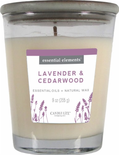 Candle-lite® Essential Elements® Lavender and Cedarwood Glass Jar Candle Perspective: front