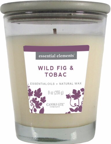 Candle-lite® Essential Elements® Wild Fig and Tobac Glass Jar Candle Perspective: front